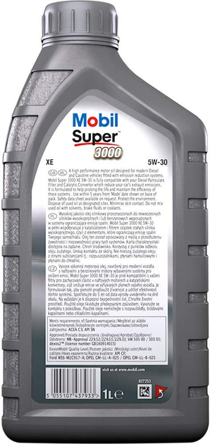 Olej silnikowy Mobil 1 Super 3000 XE 5W30 1 l (5055107436912) - obraz 2