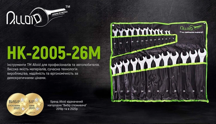 Набор ключей комбинированных Alloid 6-36 мм 26 предметов (НК-2005