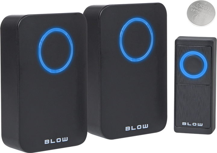 Bezprzewodowy dzwonek Blow DPB-12 z 2 odbiornikami Czarny (5900804129202) - obraz 2