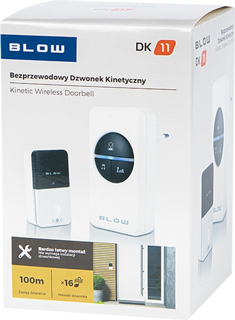 Бездротовий дверний дзвінок Blow KINETIC DK-11 Білий (5900804129165) - зображення 5