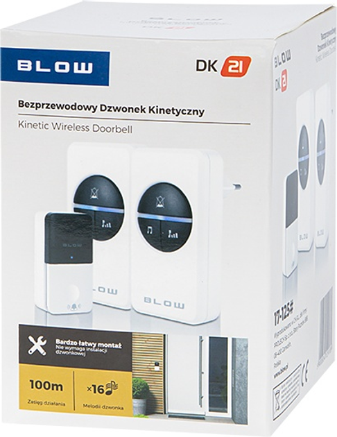 Бездротовий дверний дзвінок Blow KINETIC DK-21 з 2 приймачами Білий (5900804129202) - зображення 5