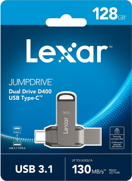 Pendrive Lexar JumpDrive Dual Drive D400 128GB USB 3.2 Type-C (LJDD400128G-BNQNG) - obraz 8