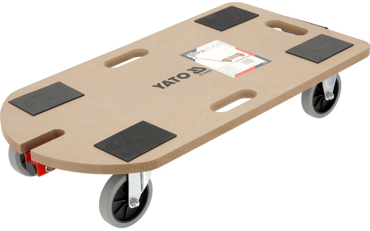 Wózek-platforma YATO ze składanym uchwytem 78 cm na 4 kołach Ø= 100 mm, max. obciążenie 250 kg, 700x375x18 mm (YT-37423) - obraz 2