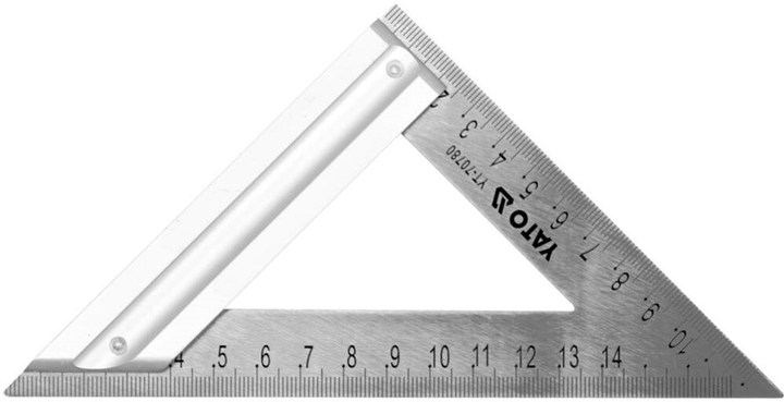 Kątownik ciesielski metalowy YATO z kątem prostym i 2 podziałkami metrycznymi 170 mm (YT-70780) - obraz 1