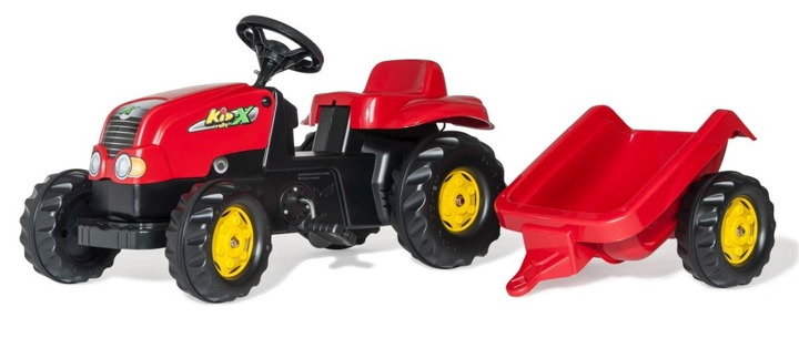 Трактор на педалях Rolly Toys Rolly Kid з причепом Червоний (4006485012121) - зображення 1