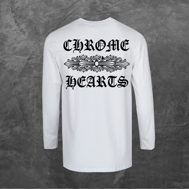 Лонгслив унисекс с принтом Chrome Hearts Хром Хартс (принт спина мод1) база белая S - Фото 2 Лонгслив унисекс с принтом Chrome Hearts Хром Хартс (принт спина мод1) база белая S - изображение 2