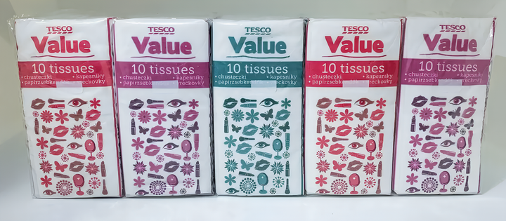 Носовые платки TESCO бумажные салфетки 2 слоя 10 листов х 10 шт - изображение 2