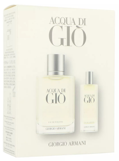 Zestaw męski Giorgio Armani Acqua di Gio Woda toaletowa 100 ml + Miniaturka Woda toaletowa 15 ml (3660732649594) - obraz 1