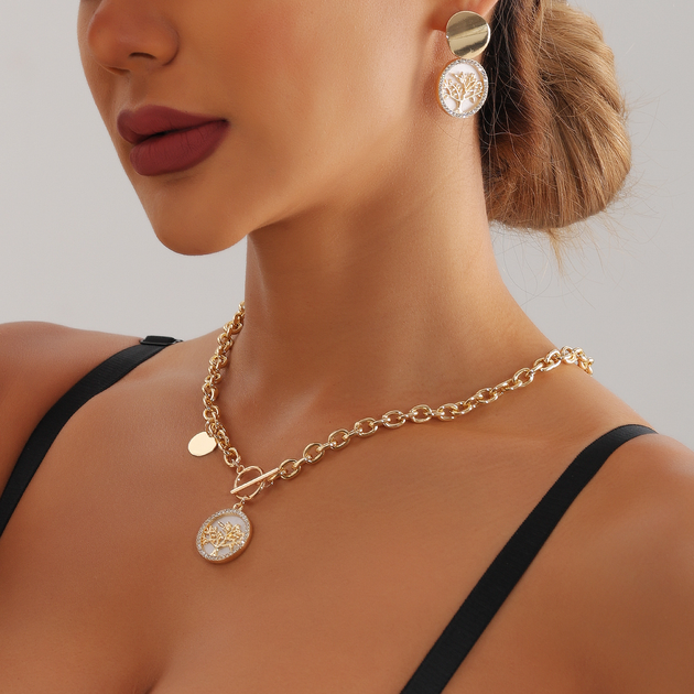 Цепочка женская с кулоном Древо колье ожерелье на шею с медальоном Золотистый - изображение 2