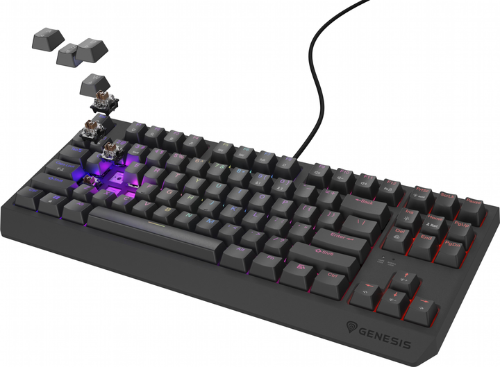 Klawiatura przewodowa Genesis Thor 230 TKL RGB Outemu Brown USB Black (NKG-2079) - obraz 2