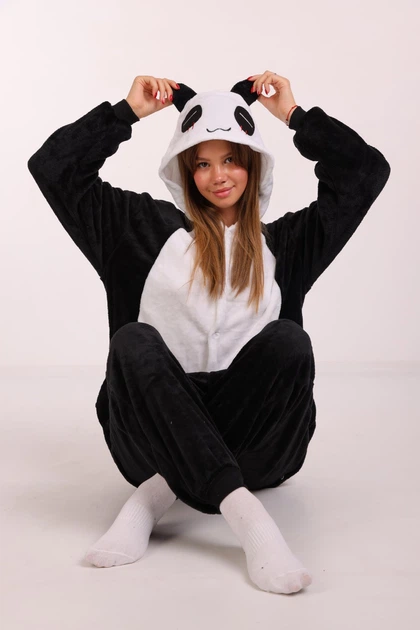 Женская кигуруми пижама взрослая и подростковая Kigurumi Панда Аниме Грустная Черная S 145-155 см. (1016) - изображение 6
