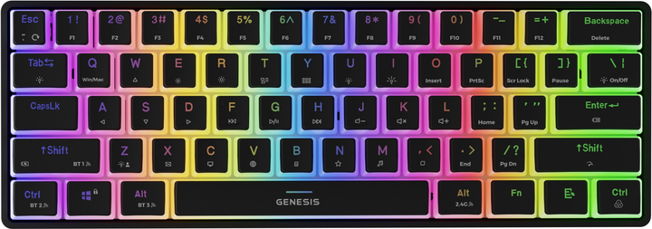 Клавіатура бездротова Genesis Thor 660 G2 RGB Gateron Red USB/Wireless Black (NKG-1916) - зображення 1