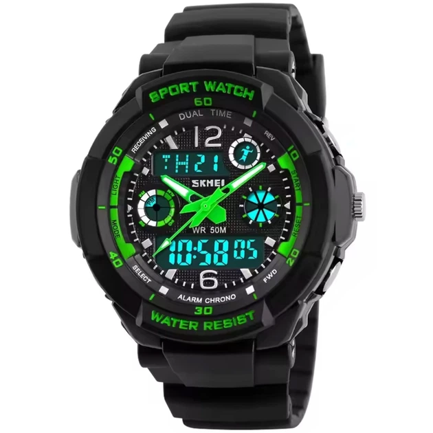 Детские часы Skmei S-Shock Green 0931 - Фото 1 Детские часы Skmei S-Shock Green 0931 - изображение 1