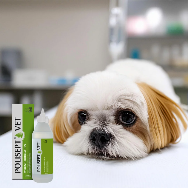 Розчин для промивання ран JM Sante Pharma POLISEPT VET WOUND IRIGATION для собак і котів 500 мл (5902596718633) - зображення 3