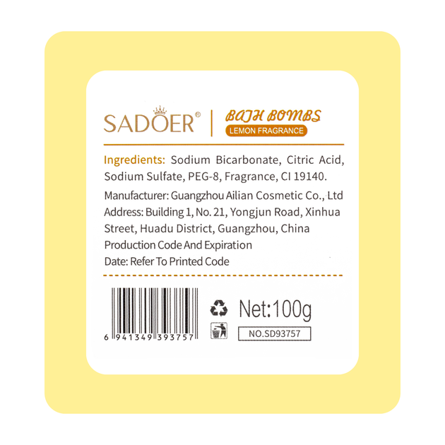 Бомбочка для ванны Sadoer с ароматом "Лимон" SD93771 100 г - Фото 3 Бомбочка для ванны Sadoer с ароматом "Лимон" SD93771 100 г - изображение 3
