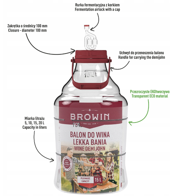 Бутель Browin до вина пластиковий з краном 15 л (5904816001273) - зображення 9