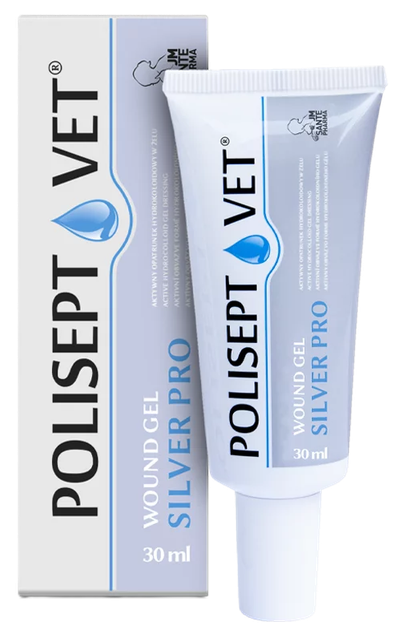 Гелева пов'язка JM Sante Pharma POLISEPT VET WOUND GEL SILVER PRO для собак і котів 30 мл (5902596718480) - зображення 1