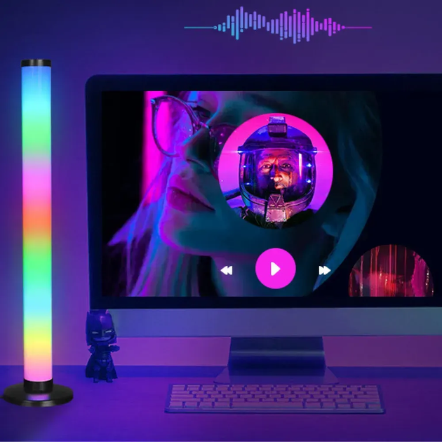 Лампа настільна RGB, 24см, 2шт, + пульт, від USB / RGB світильник (L) - изображение 4