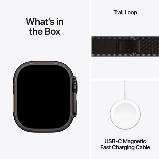 Smartwatch Apple Watch Ultra 3 GPS + Cellular 49mm Black Titanium Case with Black/Charcoal Trail Loop - M/L (APL_MF1H4) - obraz 7