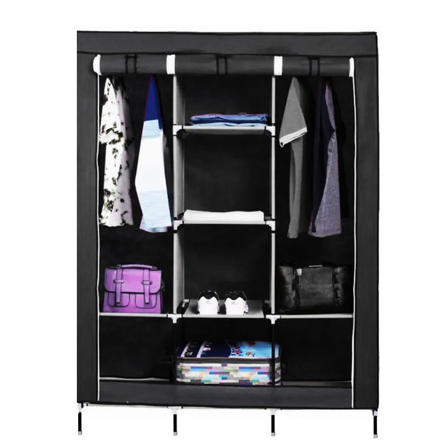 Шафа тканинна розкладна Stenson R93320 Чорна 130×45×175 см (R93320) - Фото 1 Шафа тканинна розкладна Stenson R93320 Чорна 130×45×175 см (R93320) - зображення 1