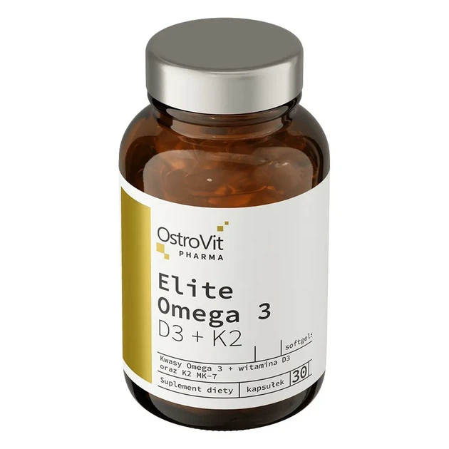 Элитная омега 3, витамин Д3 + витамин К2, PHARMA ELITE OMEGA 3 D3 + K2, OstroVit, 30 капсул - изображение 2