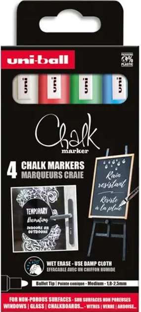 Zestaw markerów kredowych Uni-Ball Chalk marker 4 szt (3296280046785) - obraz 1