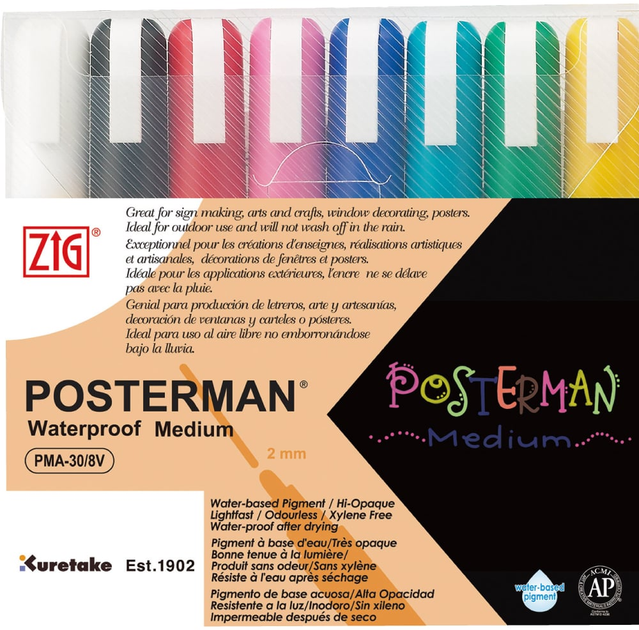 Zestaw markerów Zig Posterman Medium PMA-30 8/V 2mm 8 szt (4901427902198) - obraz 1