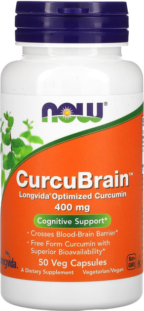 Suplement diety Now Foods CurcuBrain 400 mg 50 kapsułek (733739023957) - obraz 1