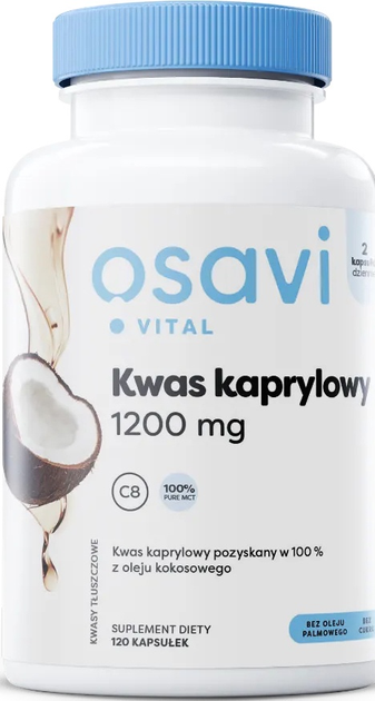 Suplement diety Osavi Kwas kaprylowy 1200 mg 120 kapsułek (5904139922101) - obraz 1