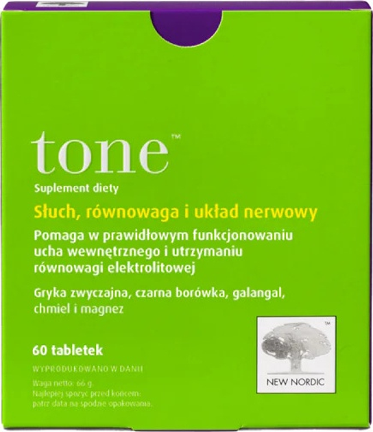 Дієтична добавка New Nordic Tone Слух, рівновага та нервова система 60 таблеток (5021807486304) - зображення 1