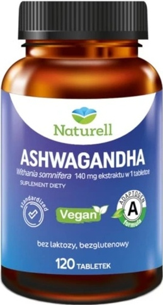 Suplement diety Naturell Ashwagandha 120 tabletek (5904569250591) - obraz 1