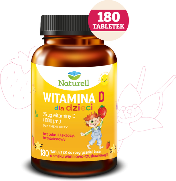 Дієтична добавка Naturell Вітамін D для дітей 180 таблеток (5904569250584) - зображення 1