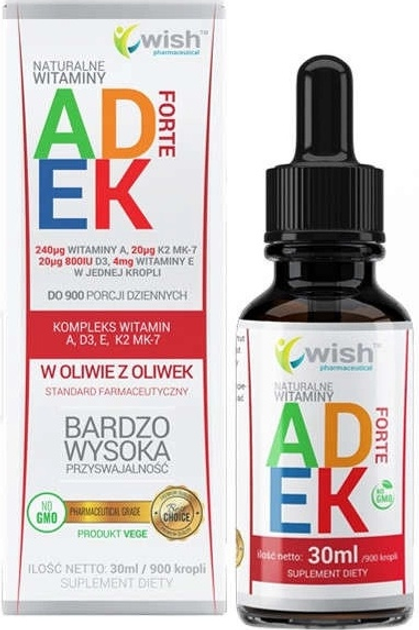 Дієтична добавка Wish Pharmaceutical АДЕК Форте в краплях 30 мл (5903351710107) - зображення 1