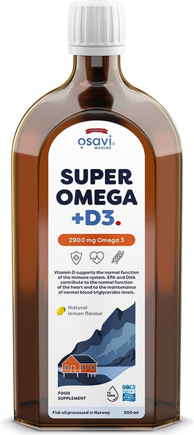 Suplement diety Osavi Daily Omega 1600 mg Omega 3 o smaku cytrynowym 250 ml (5904139922965) - obraz 2