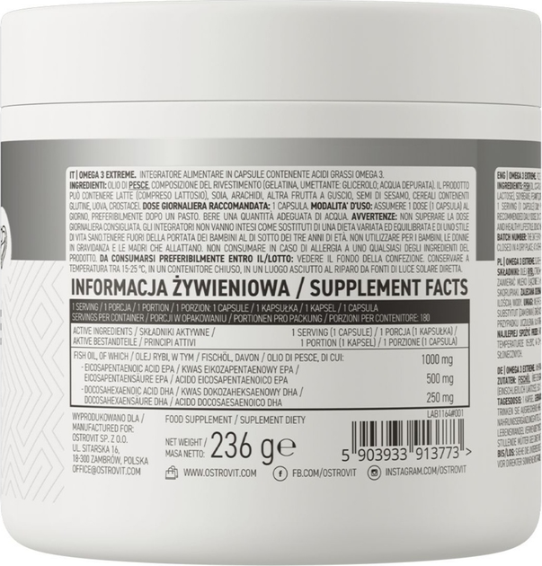 Suplement diety OstroVit Omega 3 Extreme 180 kapsułek (5903933913773) - obraz 2