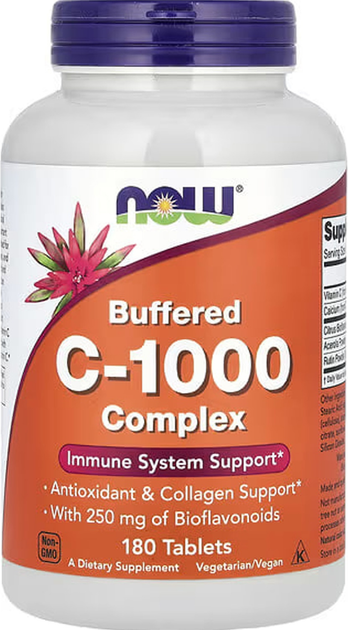 Дієтична добавка Now Foods C-1000 Complex Buffered 180 таблеток (733739007025) - зображення 1