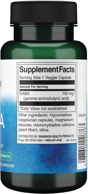 Дієтична добавка Swanson GABA 750 мг Sleep Support 60 капсул (87614026763) - зображення 2