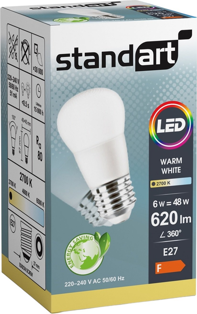 Żarówka LED Standart P45 6W E27 620LM 2700K MATT (929002971298) - obraz 2