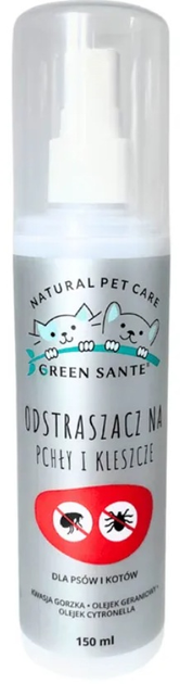 Naturalny odstraszasz na kleszcze i pchły GREEN SANTE dla psów i kotów 150 ml (5905943350098) - obraz 1