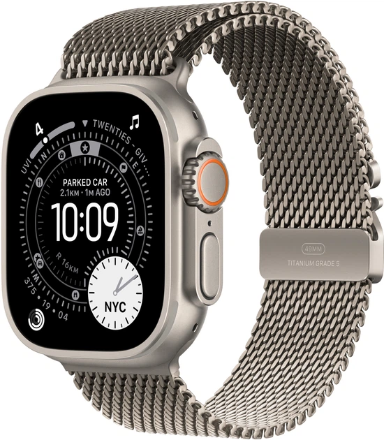 Смарт-годинник Apple Watch Ultra 3 GPS + Cellular 49mm Natural Titanium Case with Natural Titanium Milanese Loop - M (MEWY4) - зображення 1
