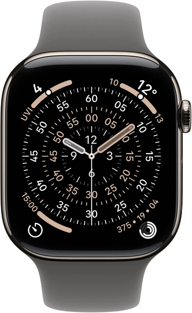 Смарт-годинник Apple Watch Series 11 GPS + Cellular 46mm Natural Titanium Case with Stone Grey Sport Band - S/M (MFCW4) - зображення 2