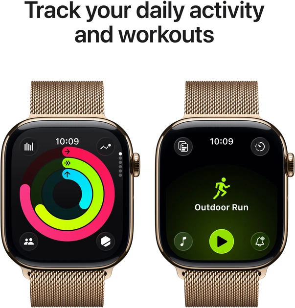 Smartwatch Apple Watch Series 11&nbsp;GPS + Cellular 42mm&nbsp;Gold Titanium Case with Gold Milanese Loop (MF8Y4) - obraz 4