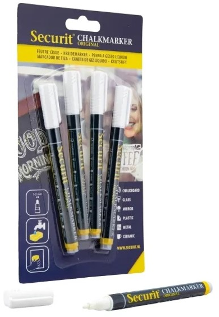 Набір маркерів Securit Chalkmarker Original 1-2 мм 4 шт (ZES8717624242212) - зображення 2