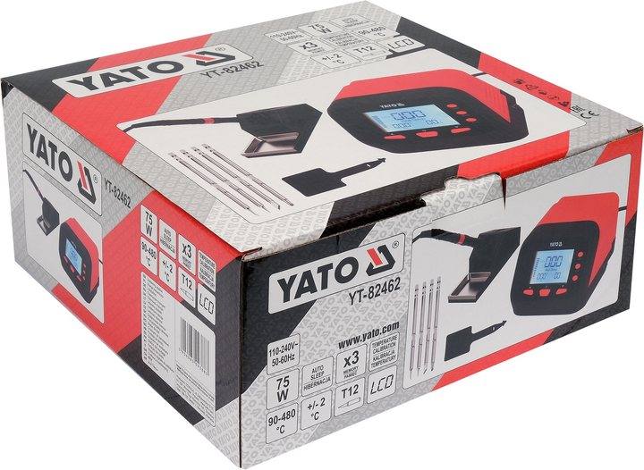 Stacja lutownicza Yato YT-82462 na grot T 12 z wyświetlaczem LCD z funkcją autosleep o mocy 75 W (5906083093883) - obraz 11