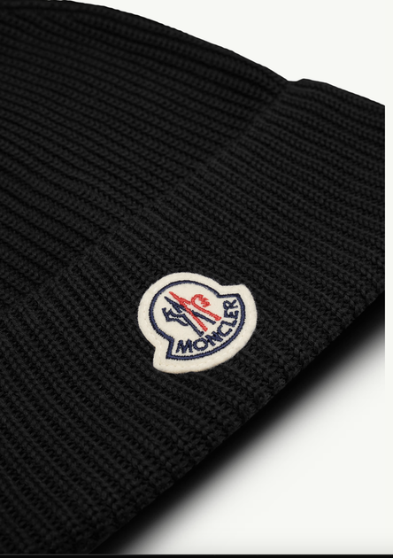 Шапка Moncler черная цвете, One Size (универсальный размер), унисекс. - Фото 2 Шапка Moncler черная цвете, One Size (универсальный размер), унисекс. - изображение 2