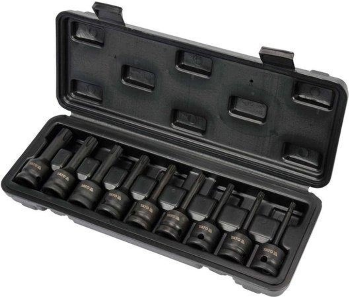 Zestaw nasadek udarowych Yato RIBE M5-M14 kwadrat 1/2" CrMo YT-10681 9 szt + walizka (5906083055522) - obraz 1