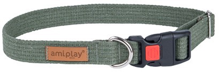 Obroża regulowana Amiplay Cotton z blokadą M Khaki (5907563223370) - obraz 1