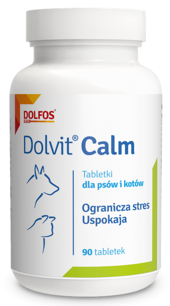 Дієтична добавка Dolfos Dolvit Calm заспокійливий препарат для собак та котів 90 таблеток (5903772195026) - зображення 1