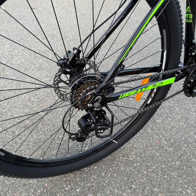 Алюминиевый найнер 29 Черный-Зелёный Maxus Mbike Lockout (гидравлические тормоза) горный велосипед 2025 кассета - изображение 6