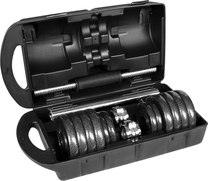Hantle żeliwne Rebel Active regulowane w walizce z gryfem, zestaw 15 kg RBA-2327-15 (5901890122245) - obraz 5